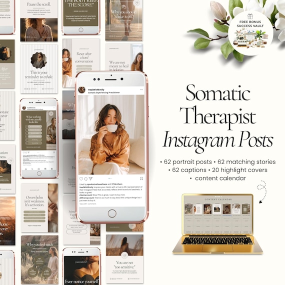 Somatic Therapy Instagram Templates Canva | Nervous System Regulation & Trauma Informed Coaching Posts for Somatic Coaches, Holistic Health