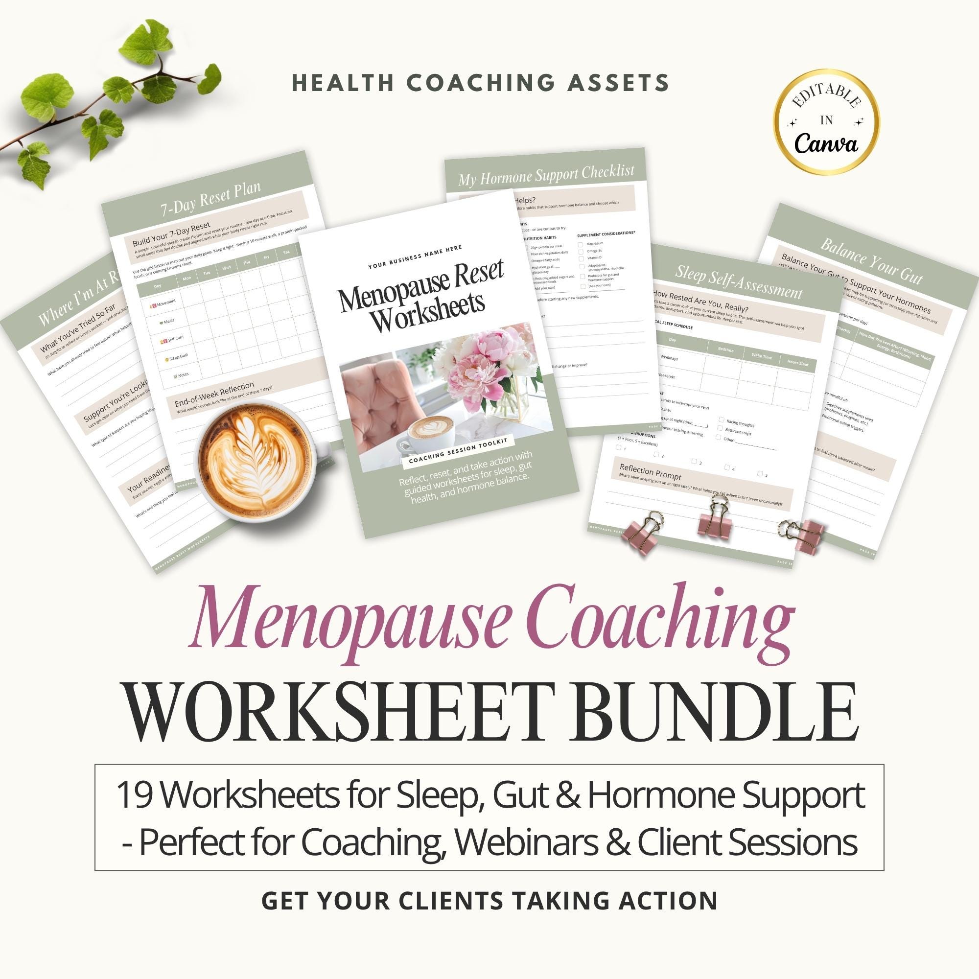 Menopause Worksheets - Canva Templates - Hormone Health - Symptom ...