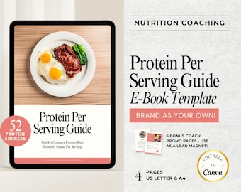 High Protein Food List, Protein Food Chart, Protein Rich Foods, Protein Cheat Sheet, Lead Magnet Canva Template for Nutrition Coach, Muscle