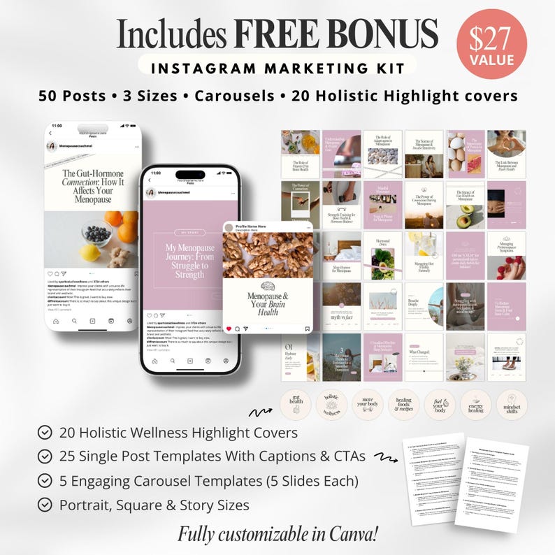 Menopause Perimenopause Canva Bundle for Coaches - Editable Hormone ...