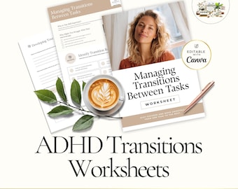 Task Transition Coaching Worksheet Canva Template, Executive Function Coaching Tool, Productivity & Time Management Client Resource