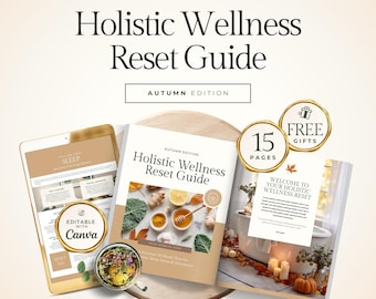 Plantilla de Canva para la Guía de Reinicio de Bienestar Holístico para Coaches / Recurso para clientes de Nutrición, Sueño, Estrés y Movimiento en Otoño