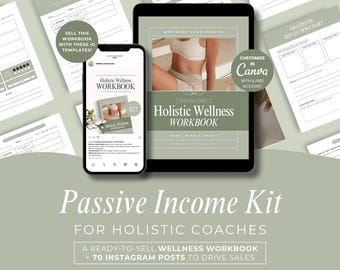 Holistic Coach Instagram Templates & Holistic Health Workbook Canva Bundle, Holistic Social Media Posts, Holistic Wellness Lead Magnet
