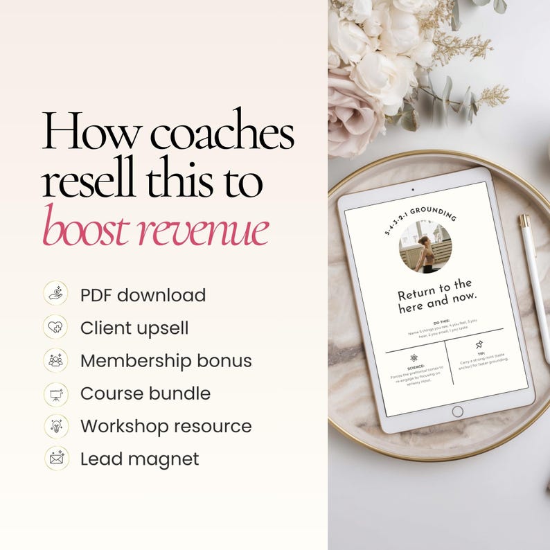 Canva-mall för coacher med regleringskort för nervsystemet, kortlek för copingfärdigheter, verktyg för somatisk terapi, flashcards för emotionell reglering bild 6