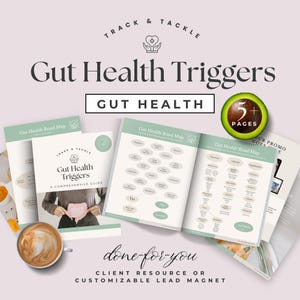 Identify Gut Triggers eBook, Gut Health Guide to Wellness, Gut Health Roadmap, Customizable Canva Template for Nutrition Coaches, 36FYBJ