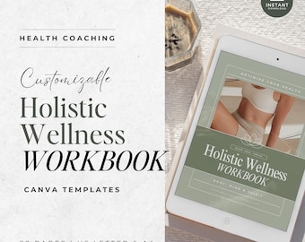 Holistic Wellness Workbook Canva Template Bundle, Life Coaching Journal, Self-Care Planner, Nutrition Mindset Guide, Health Coach Worksheets