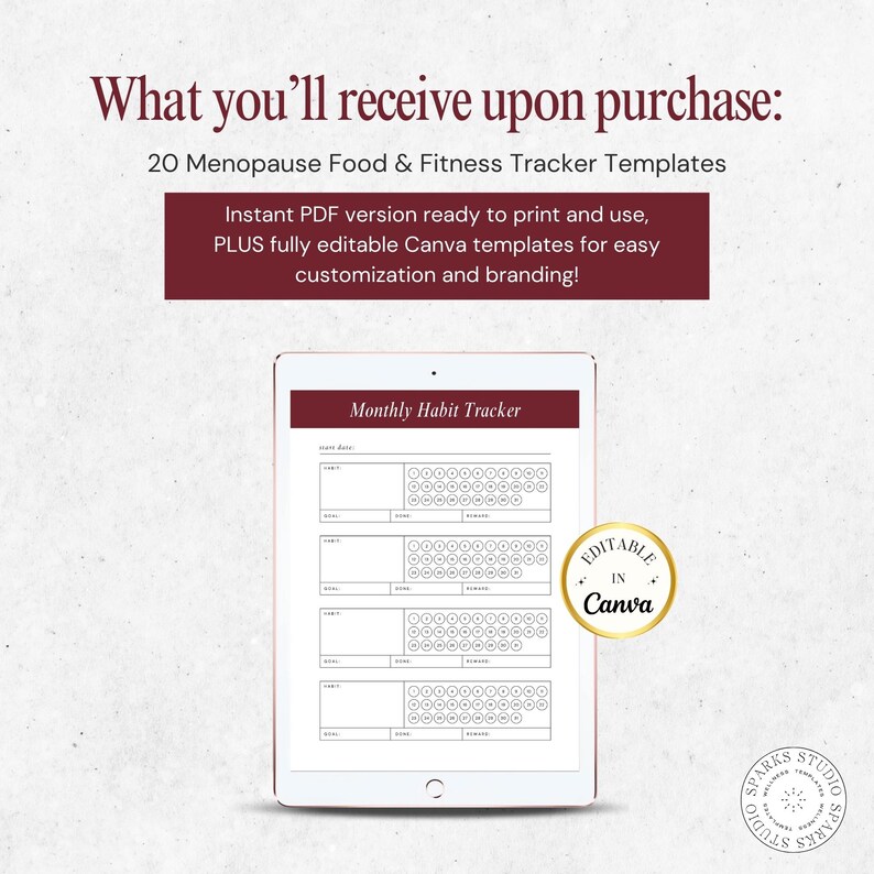Wellness Tracker for Women - Menopause Coaching Planner - Habit Tracker - Symptom Log - Printable Fitness Tracker Bundle - Hormone Health