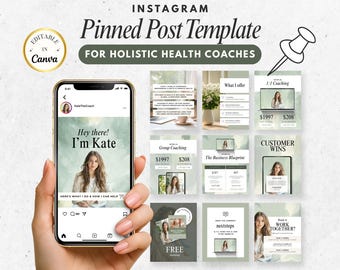 Instagram Pinned Posts for Holistic Nutrition Coaches, Health Coach Carousel Banner, Editable Canva Template for Dietitian, Personal Trainer
