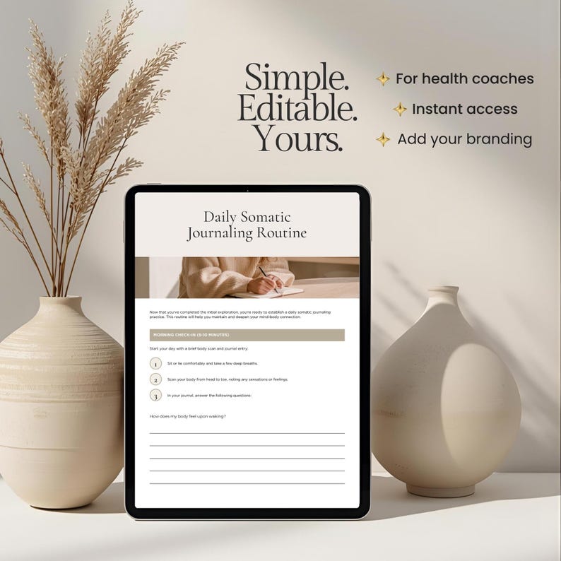Somatic Therapy Journal Workbook Canva Template for Coaches, Nervous ...