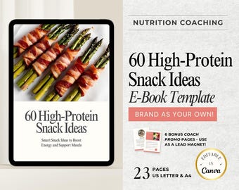 High Protein Snack Ideas - 60 Healthy Recipes for Meal Prep - Canva Template - Nutrition Guide - Digital Download - Fitness Coach Tool