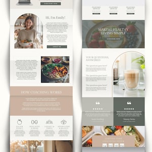 Health Coach Website Template | Wellness Website Canva Design for Holistic Coaches, Nutritionists, Therapy, Spiritual & Life Coaching