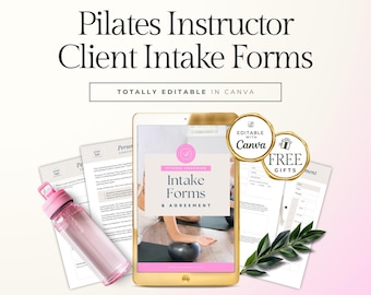 Pilates Instructor Client Intake Forms Canva Template, Fitness Coach Onboarding Forms, Client Agreement & Health History Bundle