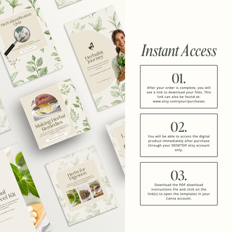 50 Herbal Wellness Social Media Templates, Done for you Herbalist Content Instagram Post Canva Templates for Holistic Practitioners, 341JK image 9