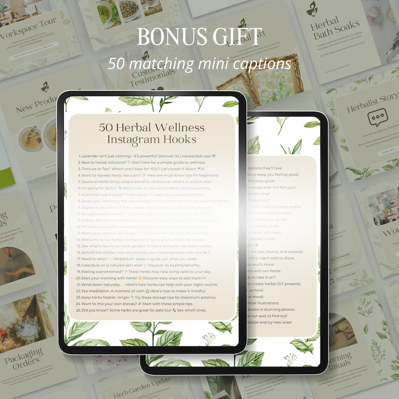 50 Herbal Wellness Social Media Templates, Done for you Herbalist Content Instagram Post Canva Templates for Holistic Practitioners, 341JK image 7