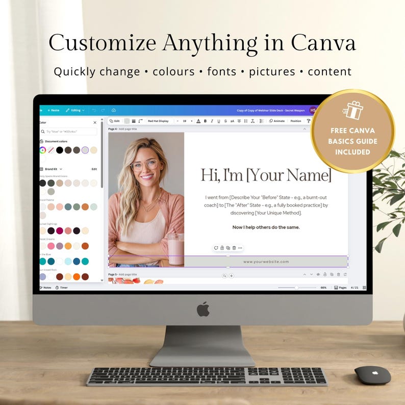 Webinar Slide Deck for Health & Wellness Coaches - Canva Masterclass Template for Online Workshops, Coaching, Courses Presentations Webinars