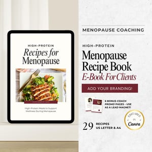 High-Protein Menopause Recipe eBook Template - Editable Canva Lead Magnet for Holistic Health Coaches - Hormone Balance Nutrition Guide