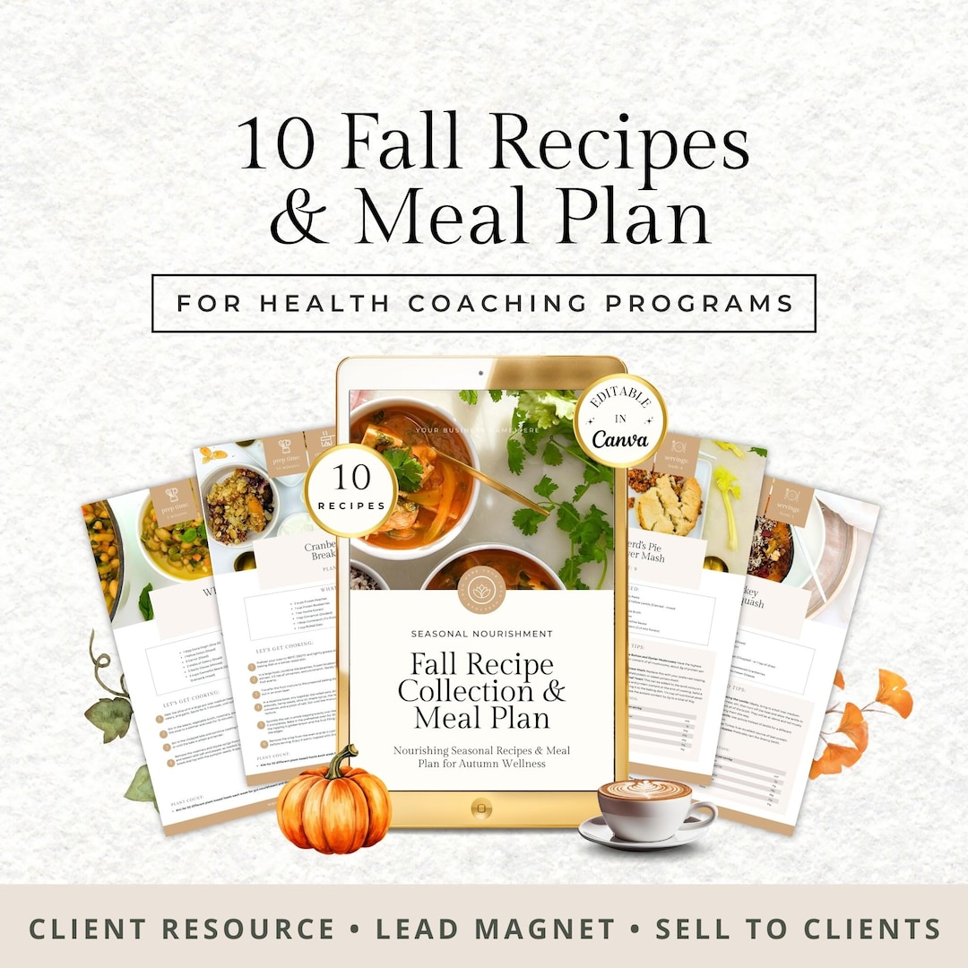 Fall Recipe Ebook Canva Template | Editable Healthy Cookbook for Health ...