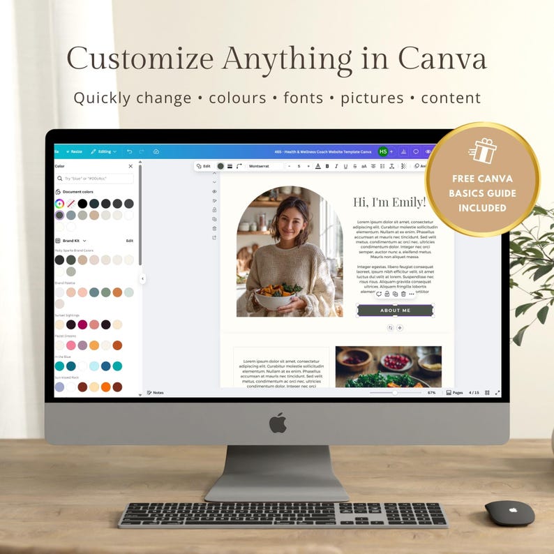 Health Coach Website Template | Wellness Website Canva Design for Holistic Coaches, Nutritionists, Therapy, Spiritual & Life Coaching