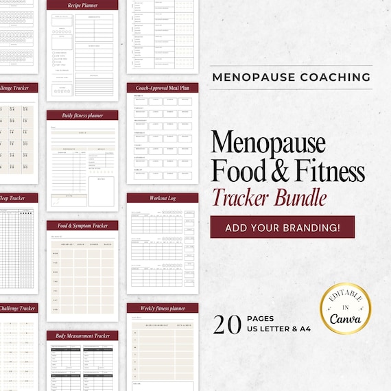 Wellness Tracker for Women - Menopause Coaching Planner - Habit Tracker - Symptom Log - Printable Fitness Tracker Bundle - Hormone Health