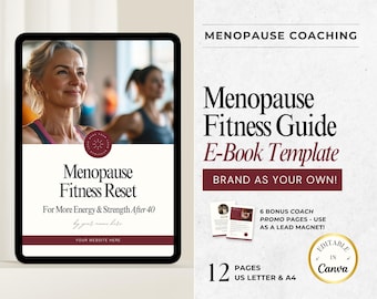 Guide de remise en forme ménopause pour coachs de santé, modèle de livre électronique personnalisé Canva, aimant principal pour clientes en santé hormonale et en médecine fonctionnelle