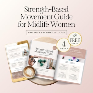 Canva-mall för styrketräningsguide för kvinnor i medelåldern | Redigerbar resurs för fitnesscoaching för kvinnors vitalitet, energi och muskelhälsa