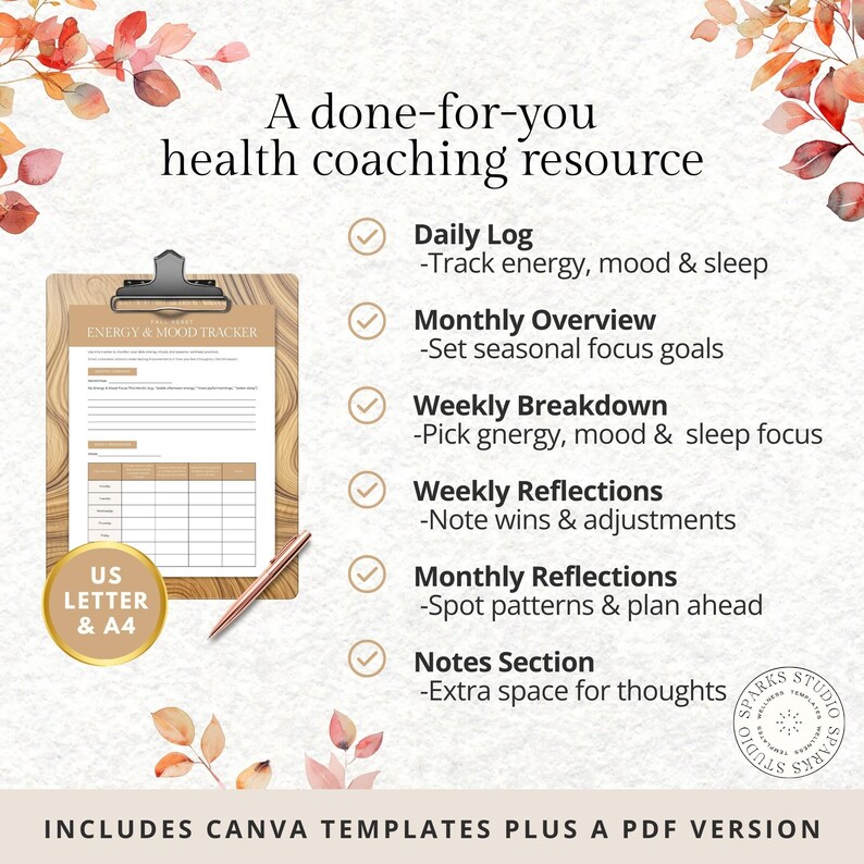 Fall Tracker Form Autumn Mood Tracker Printable Journal – Daily Mood Tracker, Fall ...