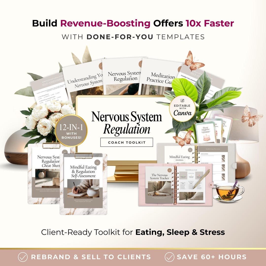 Nervous System Regulation Wellness Coach Toolkit Canva Template Bundle ...