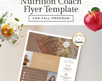 Folleto de entrenador de salud, plantilla de nutricionista, folleto de entrenador de bienestar, plantilla de marketing empresarial, folleto de taller del programa de otoño, plantilla de Canva