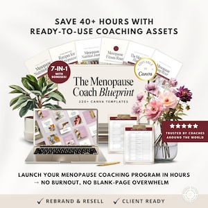 Menopause Perimenopause Canva Bundle for Coaches - Editable Hormone Health Templates - Nutrition Guide - Wellness Lead Magnets Content Kit