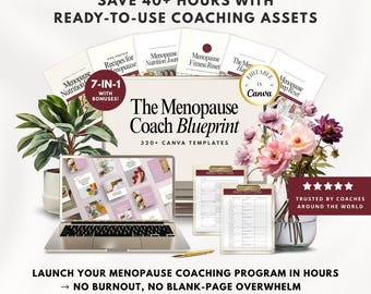 Menopause Perimenopause Canva Bundle for Coaches - Editable Hormone Health Templates - Nutrition Guide - Wellness Lead Magnets Content Kit