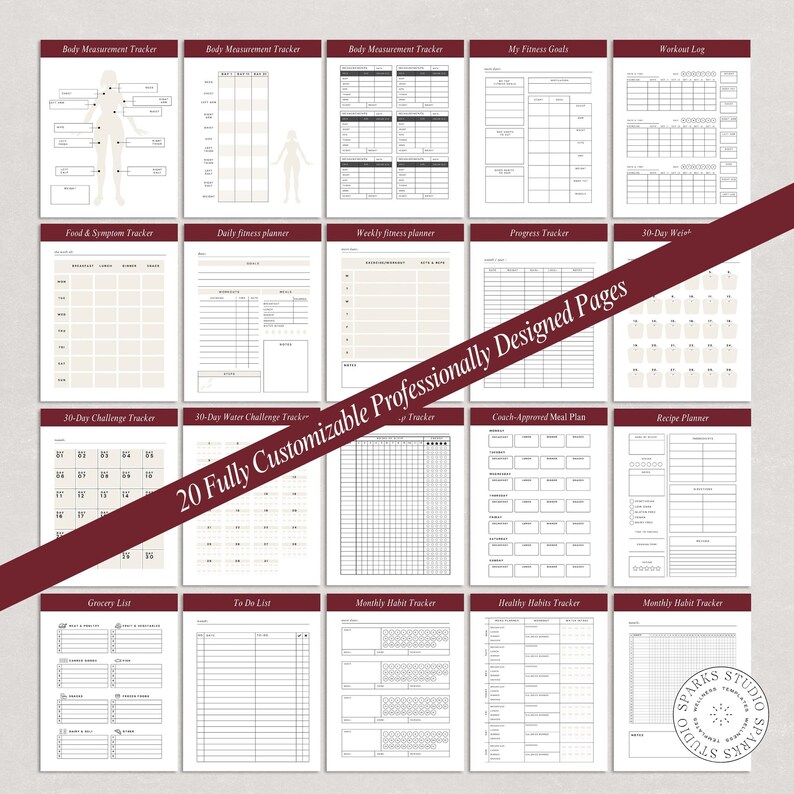Wellness Tracker for Women - Menopause Coaching Planner - Habit Tracker - Symptom Log - Printable Fitness Tracker Bundle - Hormone Health