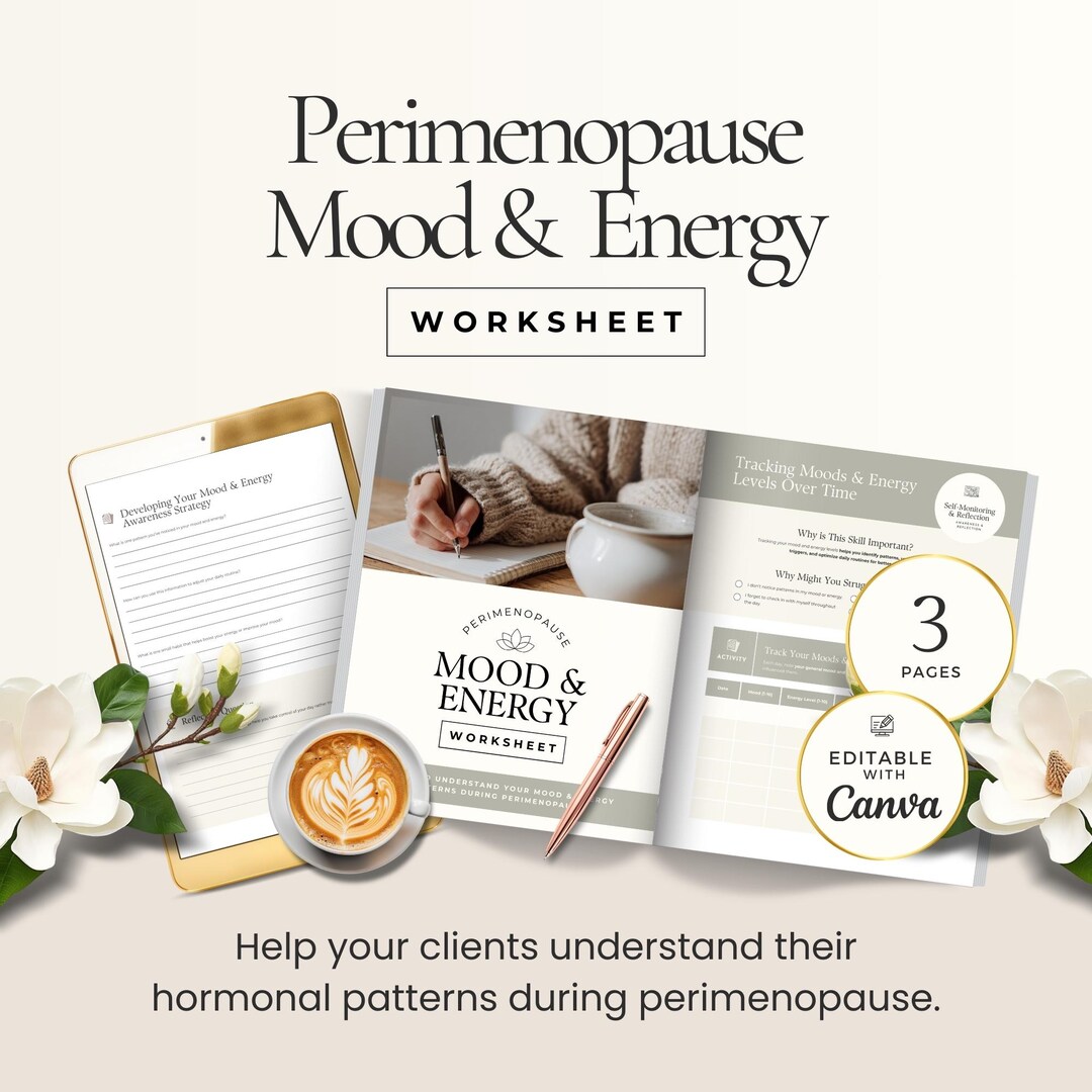 Perimenopause Symptom Tracker Canva Template for Coaches, Menopause ...