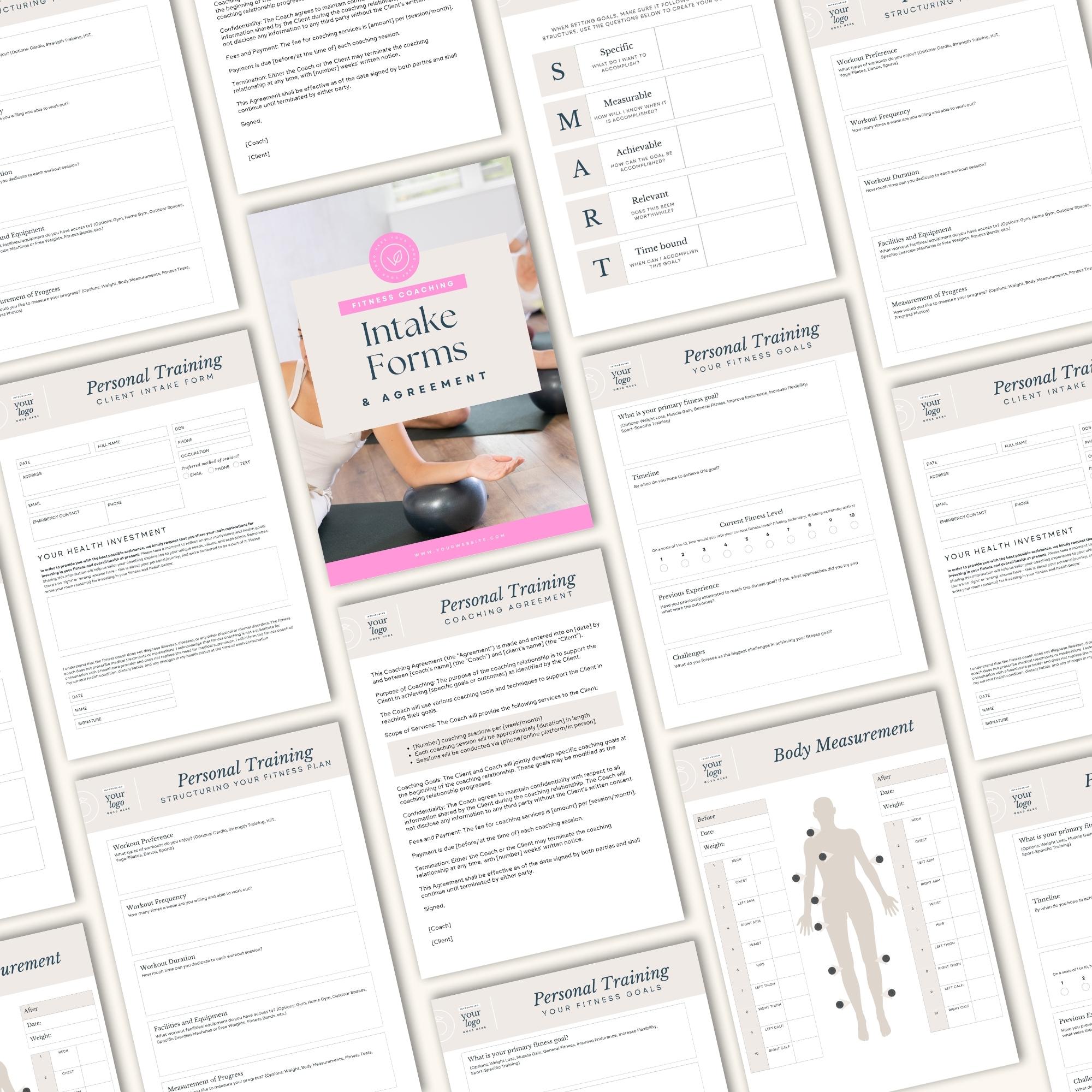Tutor Client Intake Form Pilates Instructor Client Intake Forms Canva Template, Fitness Coach ...