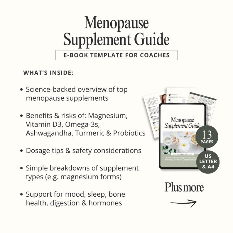Menopause Supplement Guide for Health Coaches - Editable Canva Template ...