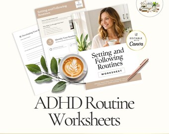 Executive Function Worksheets Canva Template for Coaches, ADHD Routine Planner, Habit Building Worksheet, Time Management Coaching Tool