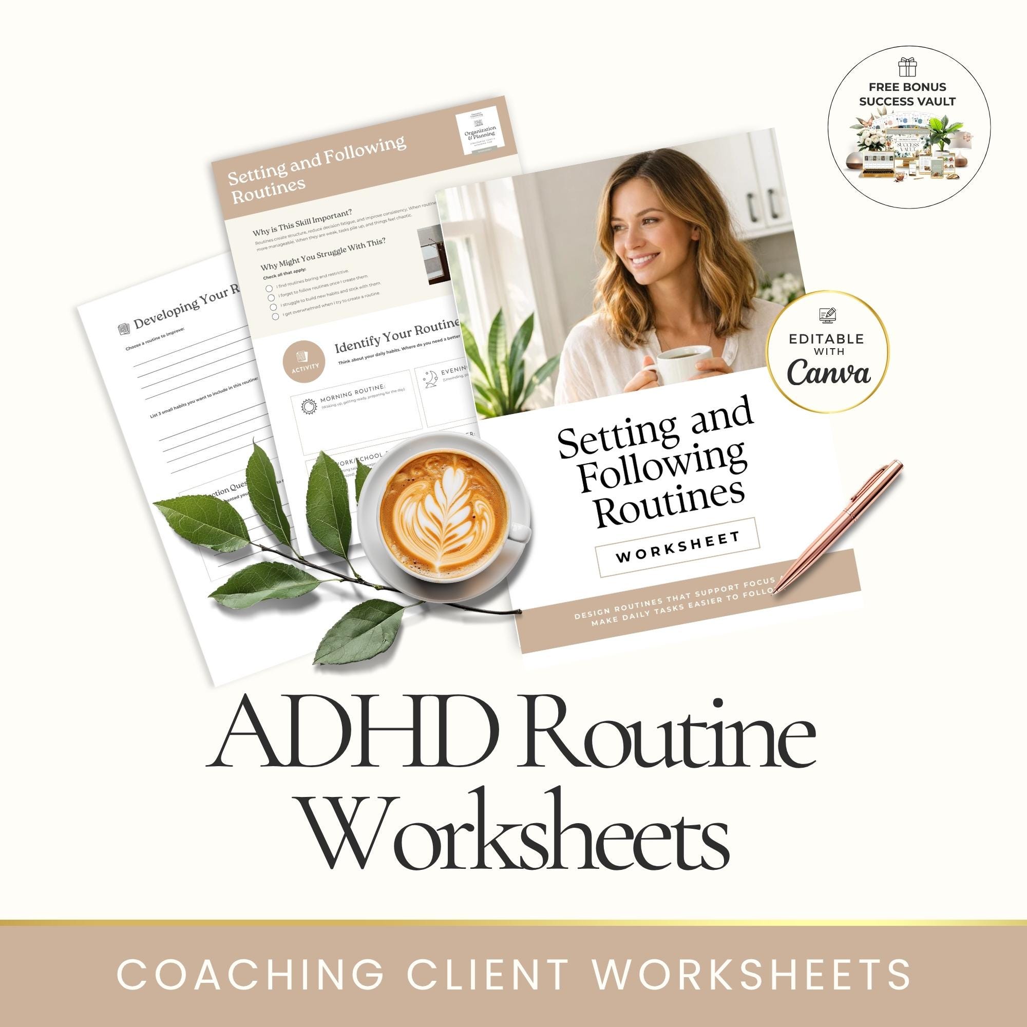 Executive Function Worksheets Canva Template for Coaches, ADHD Routine ...