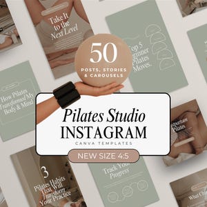 Pilates Instructor Instagram Post Templates, Pilates Studio Coach Social Media Content, Pilates Coach Post, Fitness Instagram Wellness Canva