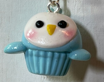 Miniature blue penguin kawaii cupcake charm/pendant