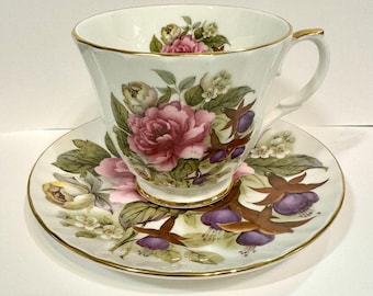 Duchess England Fine Bone China Tea Cup and Saucer set with Gorgeous Rose Design Great Gift or Collectible