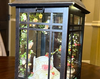 Handmade Gift Miniature fairytale roombox, diorama, dollhouse scene in a lantern Home Decor collectible collector present