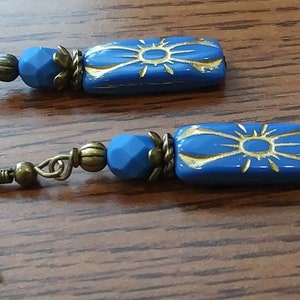 Opaque Blue Czech Earrings, Royal Blue Earrings, Czech Earrings, Czech Beads, Blue Dangles, Boho Earrings