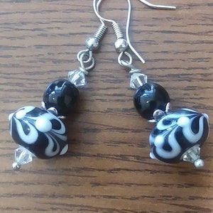 Black Earrings, Glass Earrings, Lampwork Earrings, Gift for Her, Lampwork Jewelry,