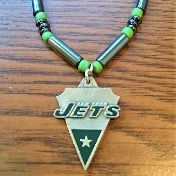 Football Necklace, Jets Fan, Sports Fan, NFL Pendant, New York Jets Charm, Unisex Necklace, Football Jewelry