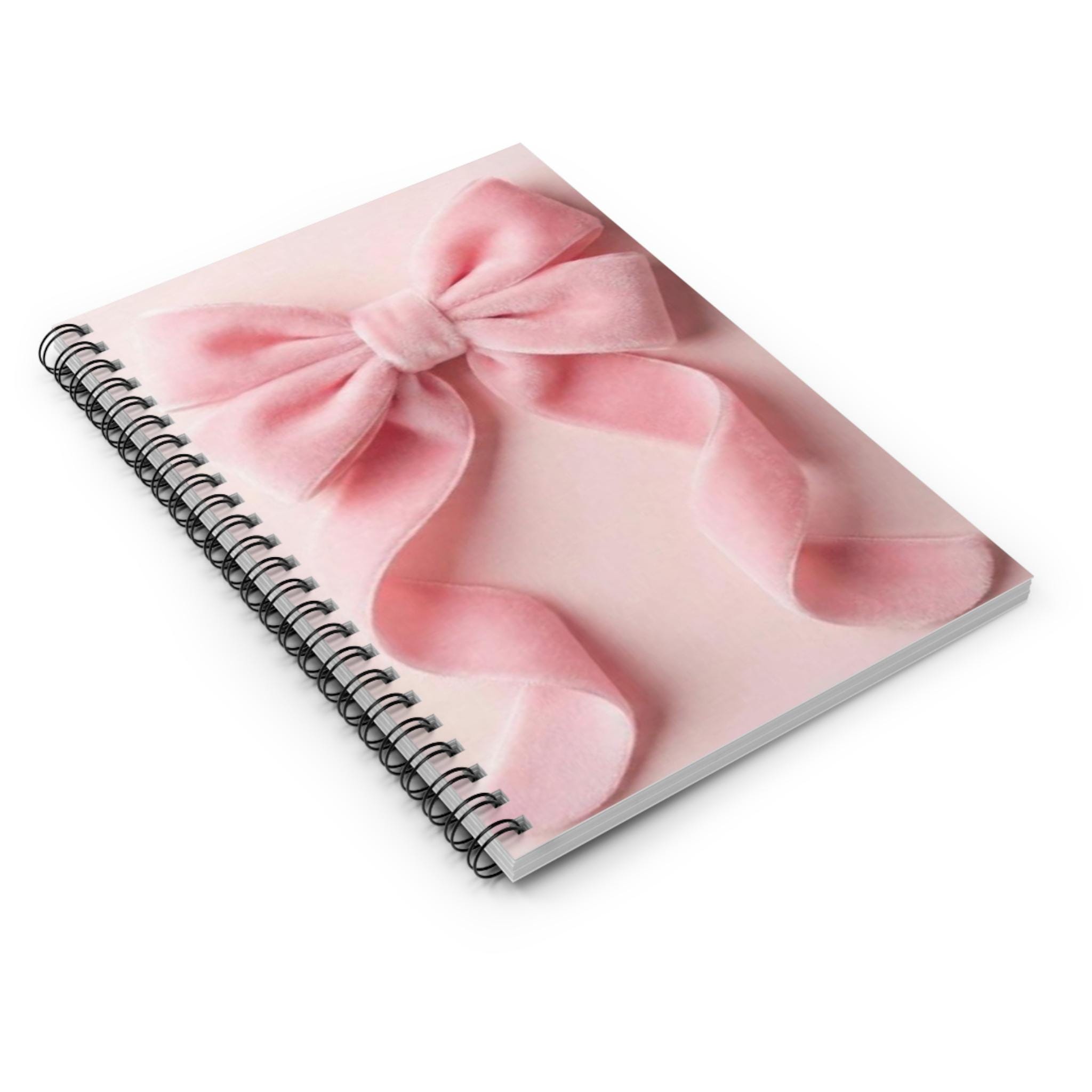 Pink Velvet Bow Spiral Notebook | Ruled Notebook - Etsy