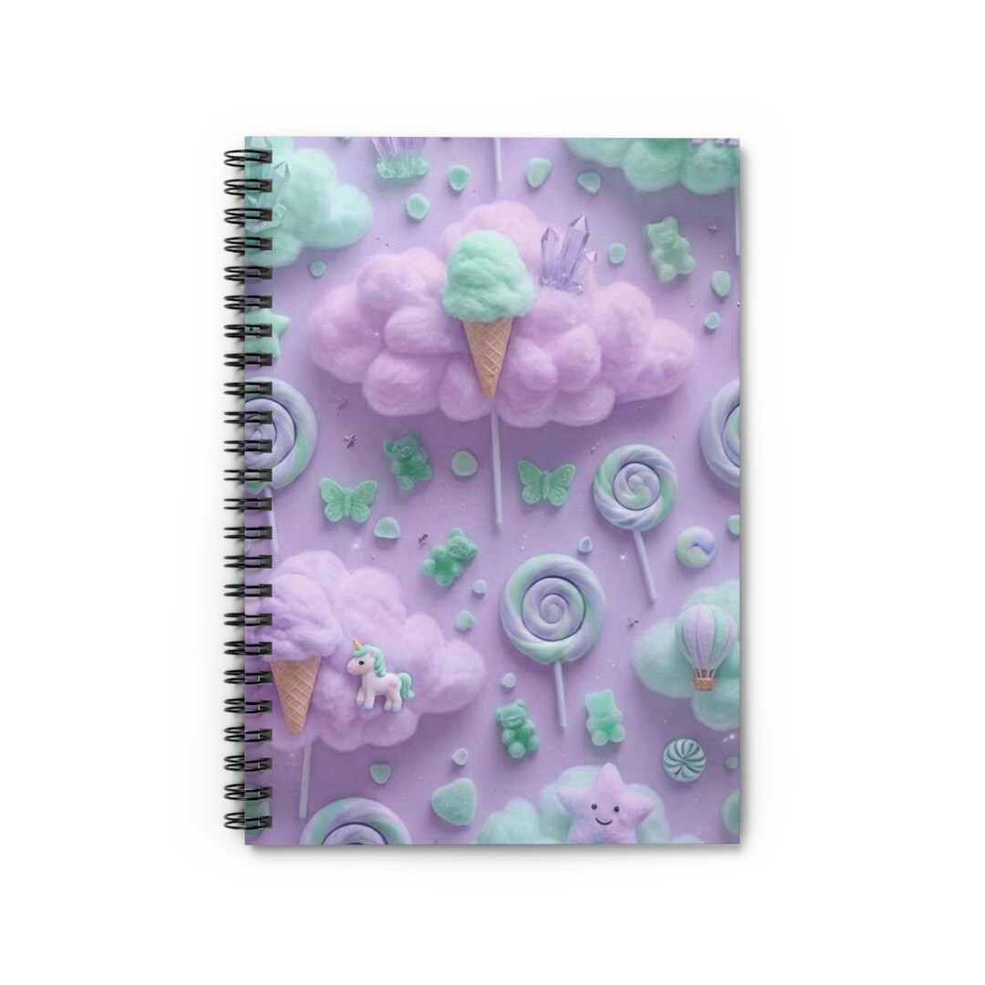 Top Model Notebook Candy Pastel Candy Cloud Spiral Notebook | Cute Cotton Candy Pattern, Ruled ...