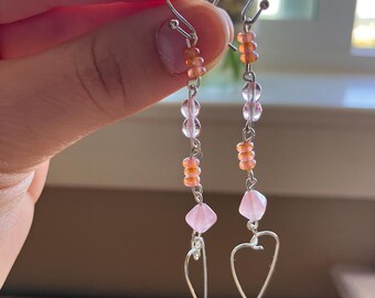 Pendientes colgantes con cuentas de corazón