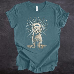 Cute Cat Sunburst Boho Shirt, Celestial Folklore Kitty TShirt, Alternative Grunge T-Shirt, Cat Lover Gift For Women Whimsigoth Tee Weirdcore
