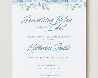 Editable Something Blue Bridal Shower Invitation Template |Something Blue Before I Do Bridal Shower Invite | Blue Bridal Shower Invite