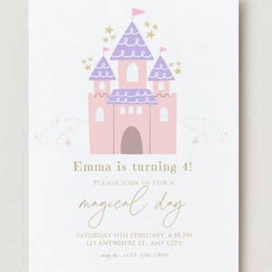 Editable Princess Invitation, Princess Birthday Invitation Template, Princess party, Princess Castle Invite.
