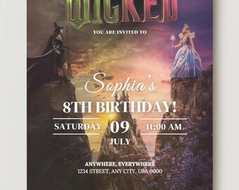 Editable Wicked Birthday Party Invitation | Wicked For Good Movie | Invitation Template | Instant Download